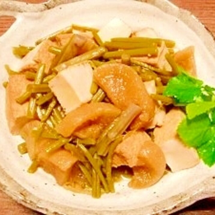 山菜赤みず☆へそ大根と厚揚げ煮